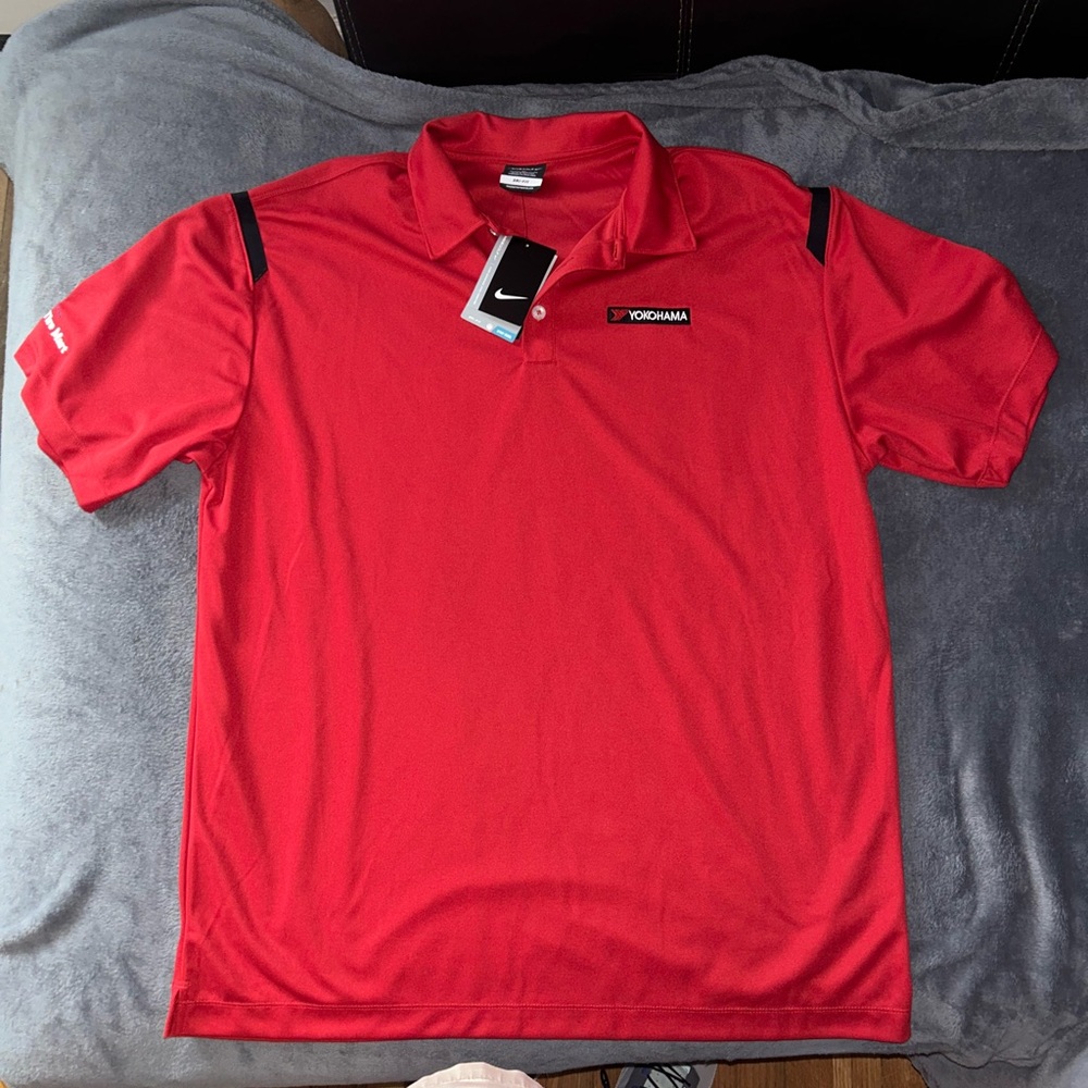 Nike Golf Dri-Fit Black Polo Shirt "Yokohama Tires" Short Sleeve Size XLarge